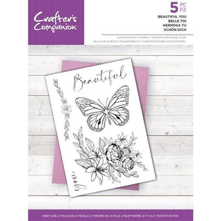 Crafters Companion Clear Acrylic Stamps Five Piece Set - Beautiful You