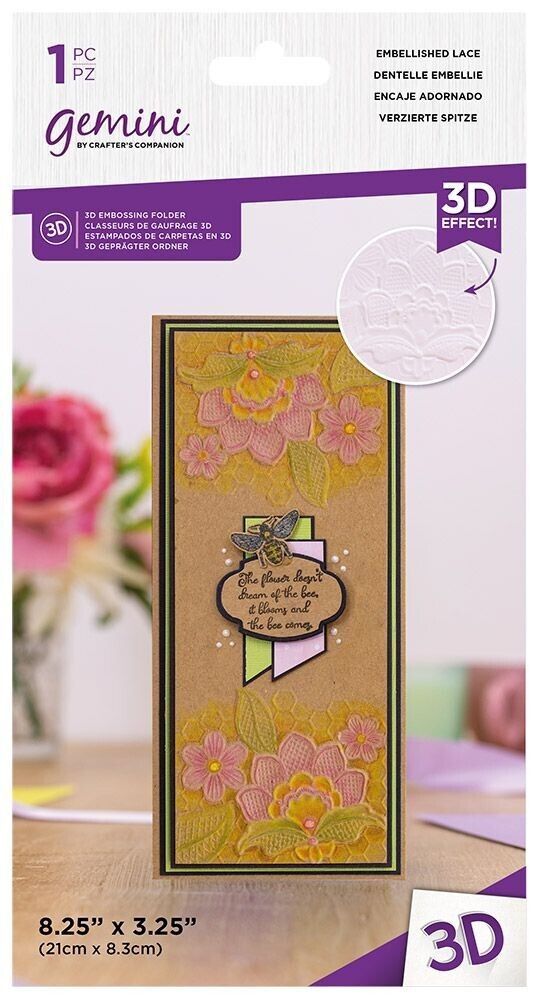 Gemini - 3.25” x 8.25” - 3D Embossing Folder - Embellished Lace – HOBBYHOP