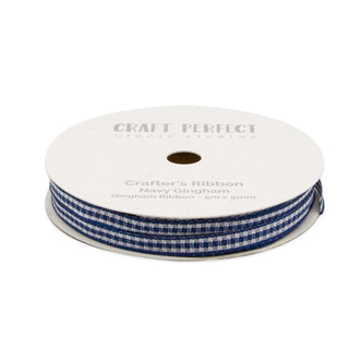 Craft Perfect - Ribbon - Gingham - Navy Gingham- 5mm