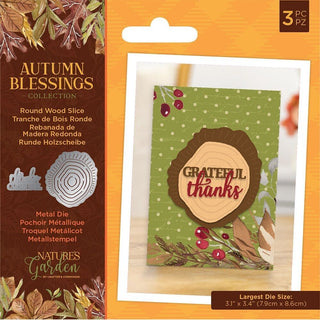 Natures Garden Autumn Blessings Collection Metal Die - Round Wood Slice
