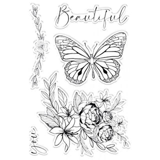 Crafters Companion Clear Acrylic Stamps Five Piece Set - Beautiful You