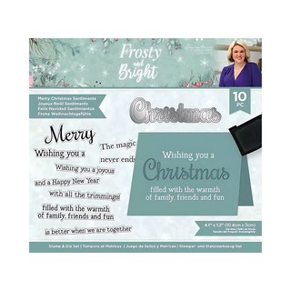 Sara Signature Frosty and Bright Merry Christmas Sentiments - Papercraft Stamp and Die