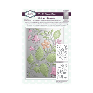 Creative Expressions Folk Art Blooms Companion Colouring Stencil 6 in x 8 in 2pk