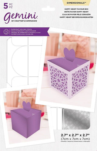 Gemini Dimensionals Die and Stencil - Happy Heart Favour Box