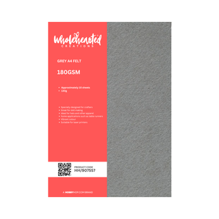 Wholehearted Creations Felt 180gsm 10 Sheets - Grey