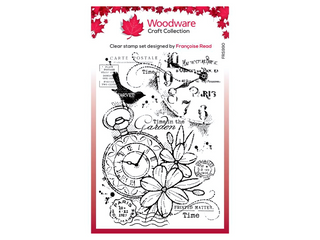 Woodware Pocket Watch Garden Clear Stamp