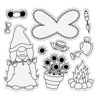 Natures Garden - Garden Gnomes Stamp, Die and Stencil - Gnome Girl